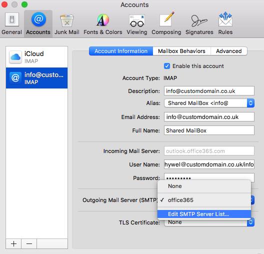mac mail edit smtp server list