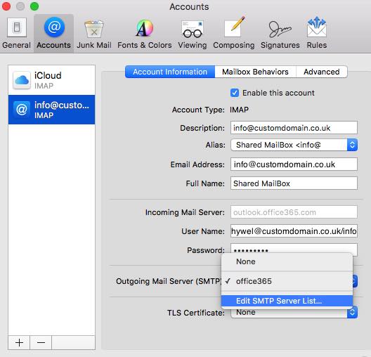 edit smtp server list mac mail